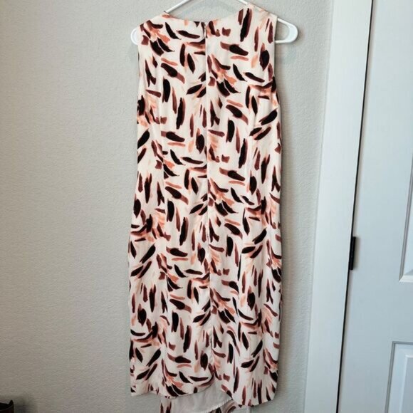 White House Black Market White Abstract Print Midi Sheath Dress - Size 12 - EUC - Picture 4 of 7